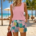 thumbnail image 2 of Evdexr Women's Short Sets Sleeveless V Neck Tank Tops & Short Sweatsuit Summer 2026 Casual Printed Striped Plus Size Sets with Pockets Watermelon Red S, 2 of 6