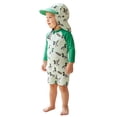 thumbnail image 4 of Rggeeun Boys Child Swimsuit Set 2Pc Color Block Design Cartoon Animal Pattern Front Zipper Elastic with Cover Up Hat for Summer Beach Lounging Casual Beachwear,Green,3-6 Months, 4 of 4