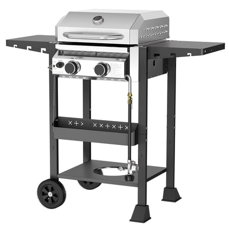 Gas Grill with 2-Burner,Outdoor Gas BBQ Grill,16000 BTU