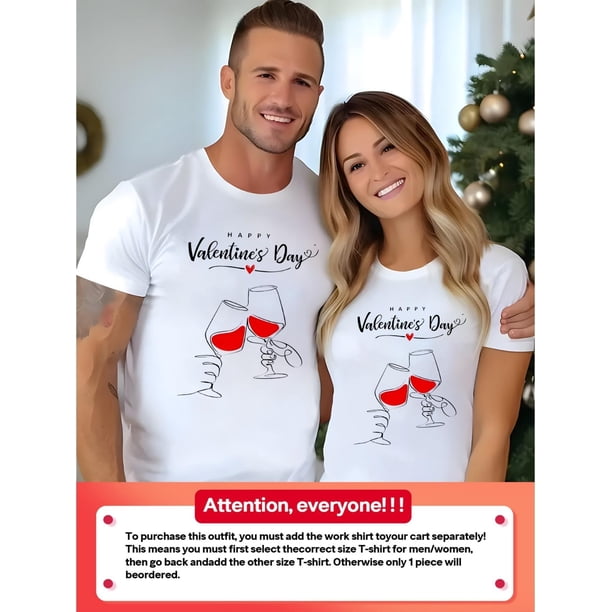 Camiseta de algodón estampada de manga corta y cuello redondo para enamorados. Ideal para San Valentín. Algodón informal. Diseño de letras único con cuello redondo. Regalo perfecto para hombres y muje