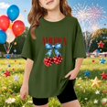thumbnail image 3 of Grblisyd 4th of July Girls Shirts Size 10-12 America Cherry Bow USA Flag Short Sleeve Crew Neck Kids T-Shirts Loose Tee Clothes Summer Tops for Girls, 3 of 4