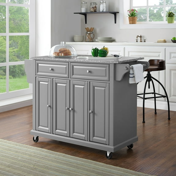 Crosley Furniture Stainless Steel Metal Top Kitchen Cart in Gray/Chrome