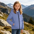 thumbnail image 6 of Big Kids Teen Hooded Zip Jacket Waterproof Windproof Long Sleeve Pocketed Outdoor Coat Fall Outerwear Ages 5-16 Purple 9 Years, 6 of 9