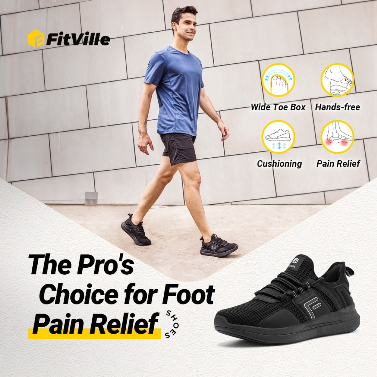 FitVille Wide Width Road Running Shoes for Men Athletic Sport Walking