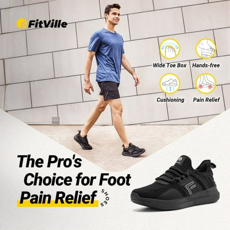 

FitVille Wide Width Road Running Shoes for Men Athletic Sport Walking Sneakers Lightweight Breathable Soft Sole (Black 7.5 Wide)