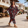 thumbnail image 5 of DISNIMO Skull Rose Print Kaftan Dresses for Women Plus Size V Neck Swimsuit Cover Ups Women's Long Cover Up for Bathing Suit Batwing Sleeve Swimsuit Coverups Soft Loungewear, 5 of 7