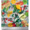 thumbnail image 1 of Soimoi Gray Silk Fabric Lemon Slice,Leaves & Floral Printed Craft Fabric by The Yard 42 Inch Wide, 1 of 1