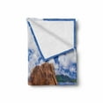 thumbnail image 2 of Beach Soft Flannel Fleece Throw Blanket, Relaxation Journey Vacation Holiday Resort Rock and Ocean Picture Print, Cozy Plush for Indoor and Outdoor Use, 70" x 90", Pale Brown Blue White, by Ambesonne, 2 of 6
