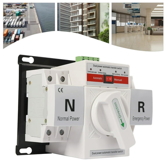 Miumaeov 110V 2 Poles 63A Mini Dual Power Automatic Transfer Switches Toggle Controller Change-Over Switch Self Cast Conversion