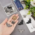 thumbnail image 6 of 24Pcs Moth Charms Gothic Style Halloween Antique Silver Skull Charms Black Moon Phase Moth Insect Charm Butterfly Skeleton Head Charm, 6 of 6
