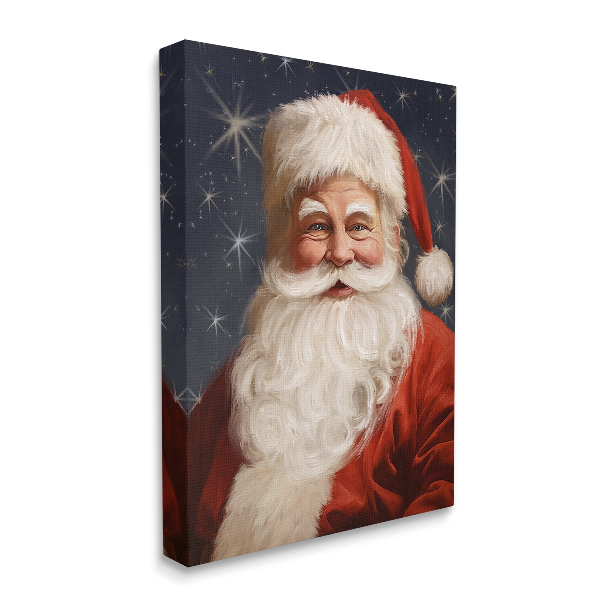 Stupell Industries Smiling Santa Claus Portrait Holiday Painting Gallery Wrapped Canvas Art Print Wall Art, 24 x 30