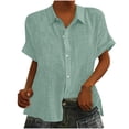 thumbnail image 2 of Fesfesfes Women's T-Shirts Fashion Woman Causal Button Blouse Short Sleeve T-Shirt Summer Tops Workout Tops for Women Short Sleeve 8(L), 2 of 7