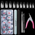 thumbnail image 1 of Coffin Fake Nails Tips, 500PCS Ballerina Artificial False Nails, Full Cover Press on Nails Clear Acrylic Nail Tips with Box of 10 Size, Nail Clipper File Cuticle Pusher for Salons Home DIY, 1 of 6