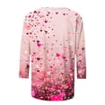 thumbnail image 5 of Penkiiy T-Shirts de la Saint-Valentin pour Femmes Col Rond Manches 3/4 T-Shirt Ample Hauts Blouses Chemises L Multicolore, 5 of 5