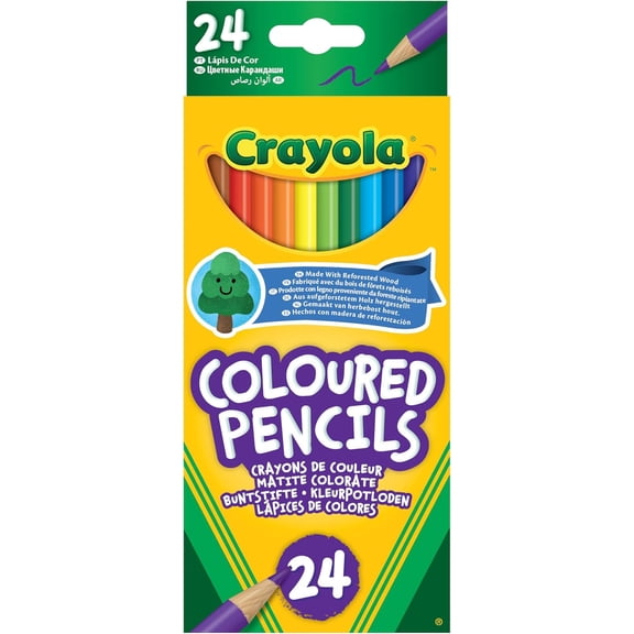 Crayola Colored Pencils, 24 Count Boxes, Assorted Colors, Pre Sharpened Non Toxic Coloring Supplies for Kids & Classroom