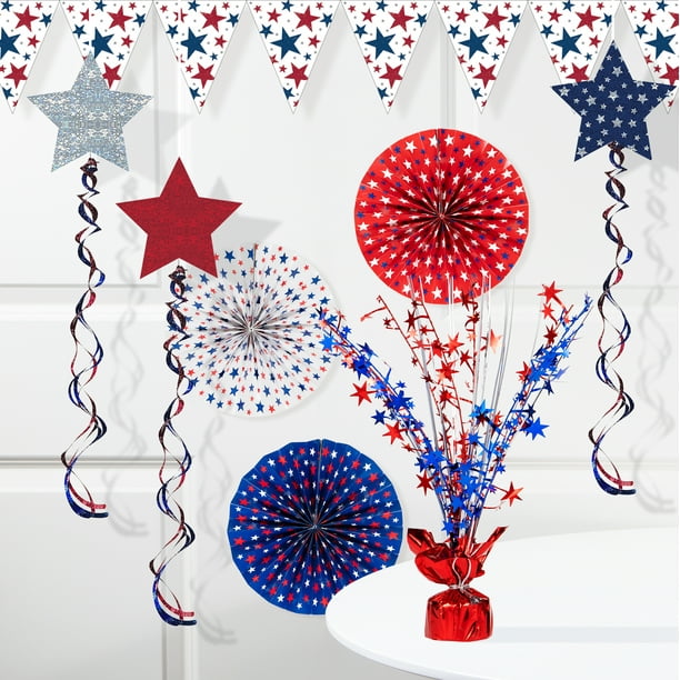 Way to Celebrate 4th of July Patriotic Stars Decorations Kit, 16 Count