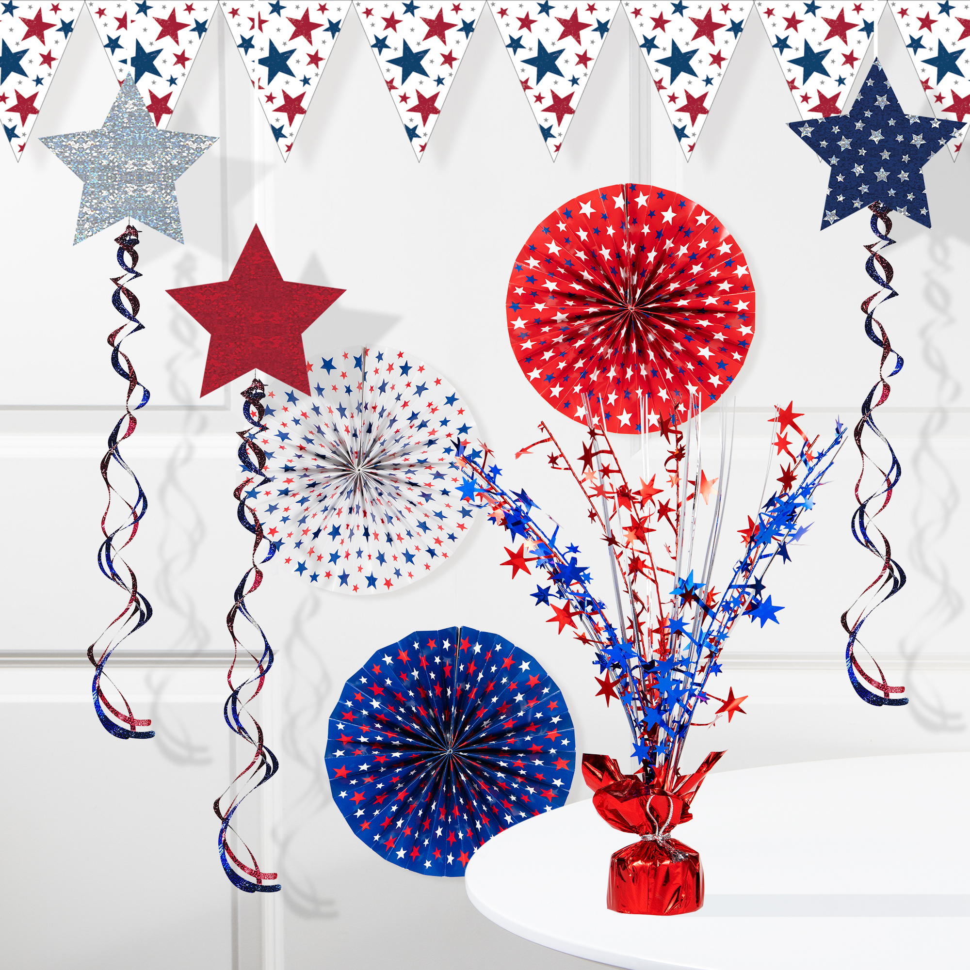 Way to Celebrate 4th of July Patriotic Stars Decorations Kit, 16 Count - Walmart.com - Walmart.com