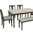 thumbnail image 6 of Linon Willow Wood Six Piece Dining Set with Bench in Smokey White/Dark Gray, 6 of 16