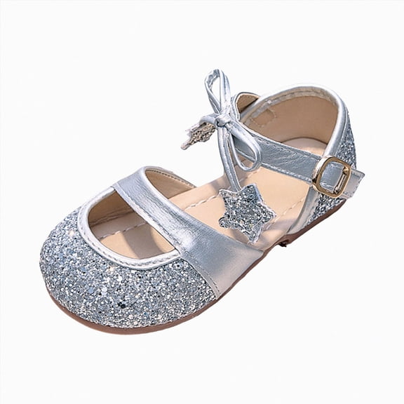 Ymyiu Baby Sandals Girl's Leather Ankle Strap Flat Sandals Dressy Braided Round Open Toe Summer Vacation Beach Cute Sandals Size 8 (Silver,Toddler 8)