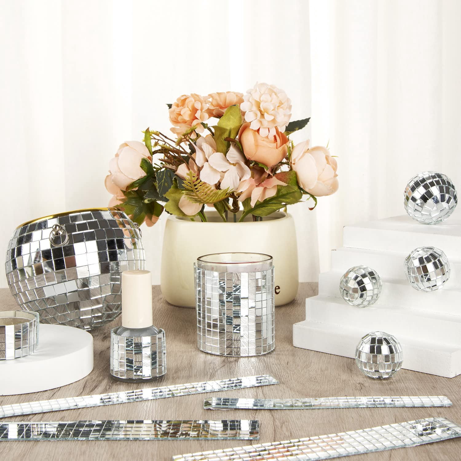 Mirror Mosaic Tiles – 5 x 5 mm Self-Adhesive Disco Tiles, Square Mirror Disco Tiles, 4D Disco Ball Stickers for DIY Crafts and Party Decorations, Available in 5400, 7200, or 10800 Pieces