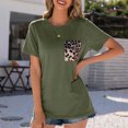 thumbnail image 4 of Camiseta de manga corta con cuello en V y costuras de leopardo de temperamento para mujer Fridja  bn5641, 4 of 7