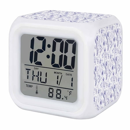 Elegant Purple Flowers Digital Alarm Clock for Bedrooms,Smart LED Alarm Clock with 7 Color Changing photo Elegant Purple Flowers Digital Alarm Clock for Bedrooms,Smart LED Alarm Clock with 7 Color Changing
