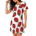 thumbnail image 2 of Hirioo Hand Drawn Strawberry for Women's Nightdress Comfortable Short Sleeve Nightwear Casual Sleep Dress, 2 of 6