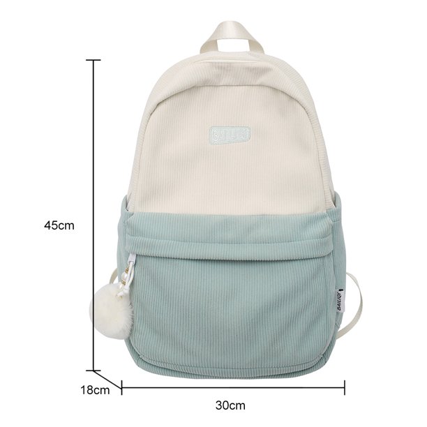 Mochila de estudiante para mujer, de pana de color contrastante, bonita mochila para adolescentes (verde) Ndcxsfigh Para Estrenar
