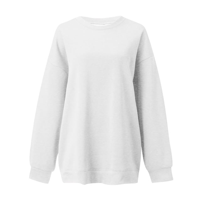 WEAIXIMIUNG Chandail Vert Mode Femme Décontracté Couleur Unie Col Rond Ample à Manches Longues