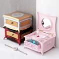 thumbnail image 2 of Caja de música de bailarina para niños, organizador de almacenamiento de joyería artesanal clásica Retro con espejo, regalos de cumpleaños y Navidad, 2 of 4