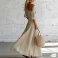 thumbnail image 6 of Yxbdin Off the Shoulder Maxi Dresses for Women Elegant Striped Print Sundresses with Pockets Trendy Puff Flowy Boho Dresses Outdoor Travel Summer Beach Dresses, 6 of 6
