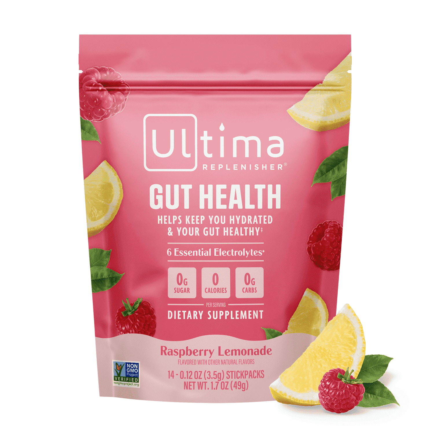 Ultima Replenisher, Electrolyte Drink Mix Packets, Sugar Free Daily Hydration Powder, Raspberry Lemonade, 14 Count Stickpacks
