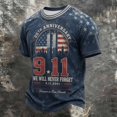 thumbnail image 4 of Xneal 911 25th Anniversary T-Shirt Casual Print Short Sleeve Never Forget 911 Multicolor Shirts for Men Size 2XL, 4 of 5