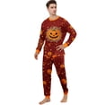 thumbnail image 2 of Mfakffe Halloween Family Matching Pajamas Sets Pumpkin Print Long Sleeve Fall Pjs Sets for Women Men Kids Holiday Clothes, 2 of 6