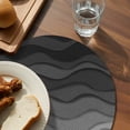 thumbnail image 3 of Black Ombre Stripes Round 13 Inch Placemats Set of 8, Modern Abstract Sea Waves Spray Art HeatResistant Non Slip Place Mats for Dining Table, Wipeable Braided Kitchen Table Mats for Housewarming, 3 of 9