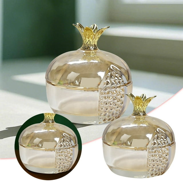 Elegant Glass Cleaning Container with Pomegranate Design for Home and Bathroom Use Storage Jar