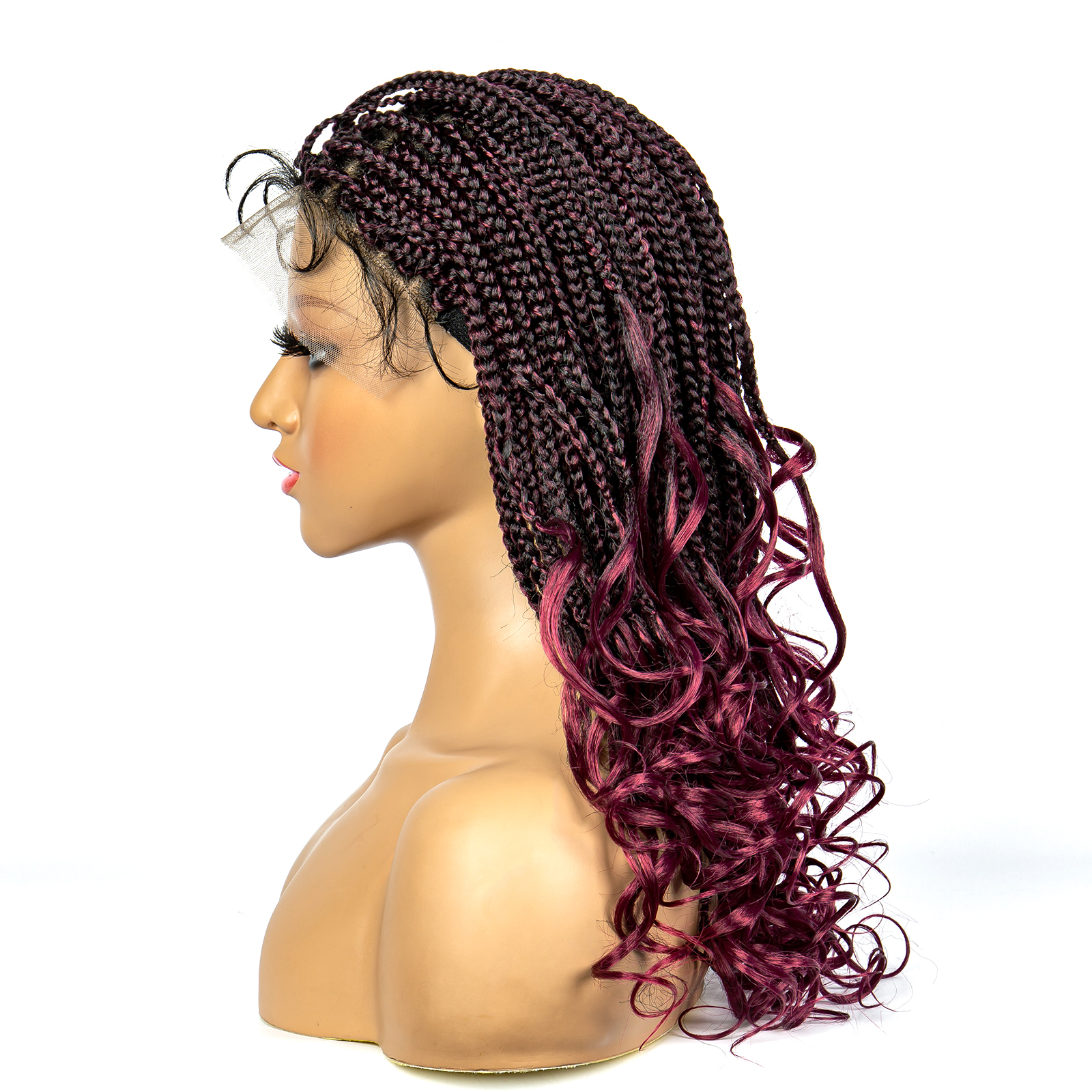 Braided Wigs for Black Women Synthetic Lace Front Wigs Square Knotless Box Braided Wigs Lightweight Cornrow Braid Braiding Hair Wigs 18 inches (1B/BUG Color)