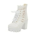 thumbnail image 4 of Oyedens Winter Combat Boots for Women Plush Lined Platform Heels Dress Snow Ankle Booties, 4 of 5