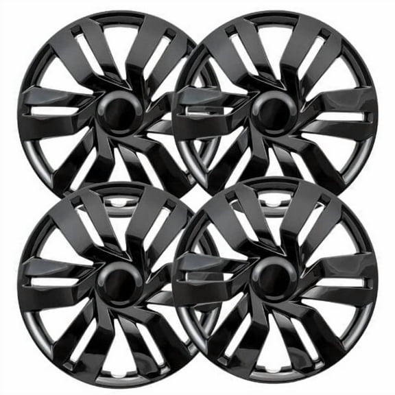 Fuel Rider Set of 4 15 inch Gloss Black Snap-On Hubcaps With 6 Double Spoke Compatible With 2015-2019 Honda Fit Standard Steel Wheel Covers