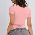 thumbnail image 5 of YDKZYMD Workout Crop Tops for Women Teen Girls Layering Slim Fitted Tight Shirt Short Sleeve Y2k Crew Neck Juniors Basic Tee Summer Cute Going Out Tops Pink XL, 5 of 5