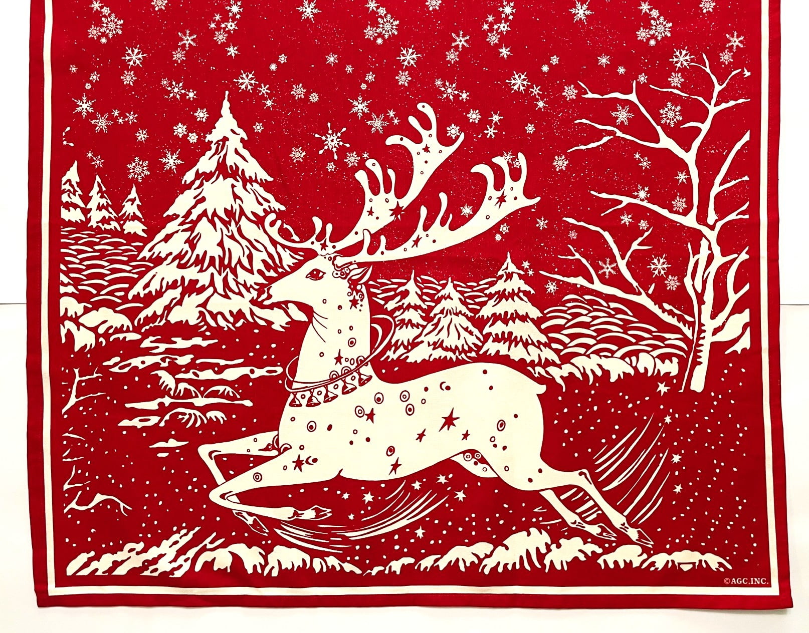 Christmas Reindeer Red Full Bib Apron Cotton Duck Fabric - One Size Fits Most