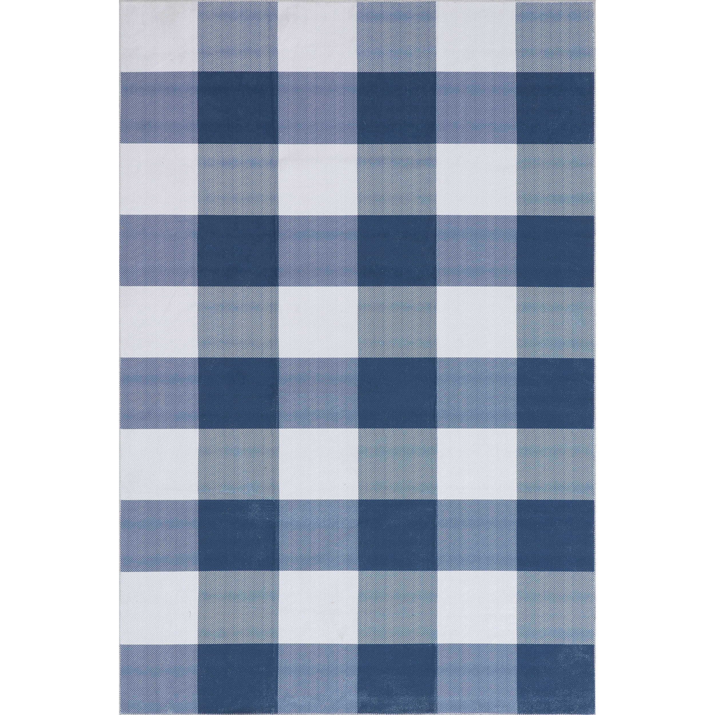 nuLOOM Lucy Machine Washable Farmhouse Buffalo Plaid Area Rug, 8' x 10', Blue