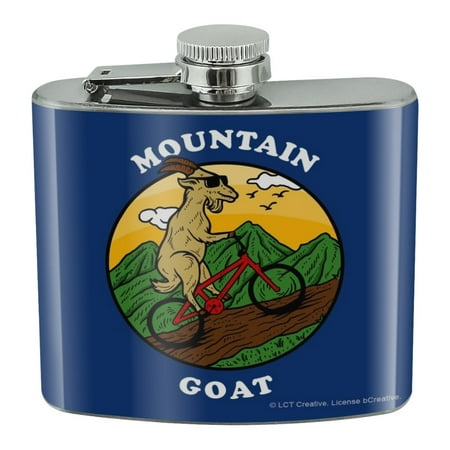 Mountain Goat Biking Funny Humor Stainless Steel 5oz Hip Drink Kidney