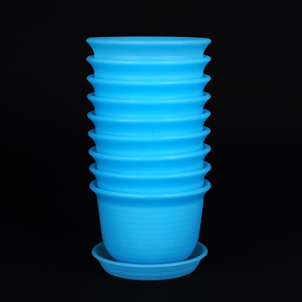 10 Set Glow in the Dark Flower Pots 6" with Drainage and Saucers for