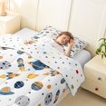 thumbnail image 3 of Manfei Cartoon Planets Twin Comforter Sets,Cute Rocket Print Bedding Set,Blue Orange White,Polkadot Reversible,2-Piece,1 Comforter and 1 Pillowcase, 3 of 7