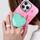 thumbnail image 1 of wonima11 Cell Phone Expanding Phone Grip Heart Shape Glass Holder for Smartphones, Moblile Phone Collapsible Stand - Gold Dots Light Green, 1 of 1