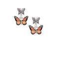 thumbnail image 2 of Delight Jewelry Silvertone Large Monarch Butterfly with 6 AB Crystals Silvertone Antiqued Butterfly Post Earrings, 2 of 4