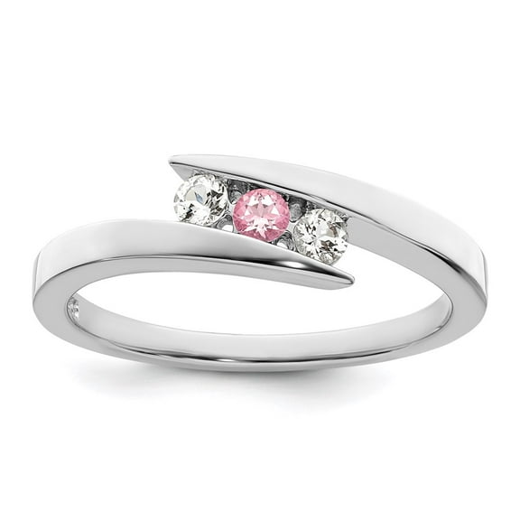 10k White Gold Ring with Stones Topaz 0.21 ct Survivor Collection Rhodium-plated and Pink Swarovski Circle of Strength