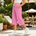 thumbnail image 6 of ATOGUTA Girl's Capris Pants Summer Loose Straight Leg Pants Elastic Waist Preppy Casual Trousers Pink, Size 5T-15, 6 of 8