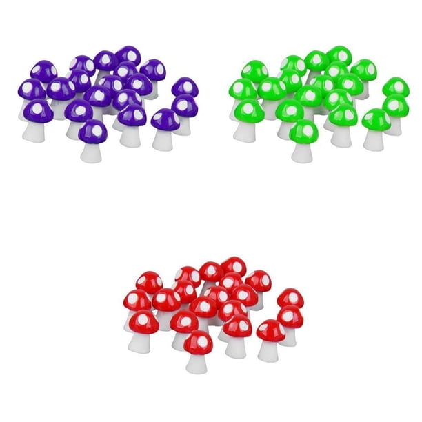 40 piezas de bonsái en miniatura de resina para terrario, figuras de hadas para jardín, casa de muñecas, estatuas de setas rojas, decoración para adolescentes, regalo Púrpura Verde Rojo